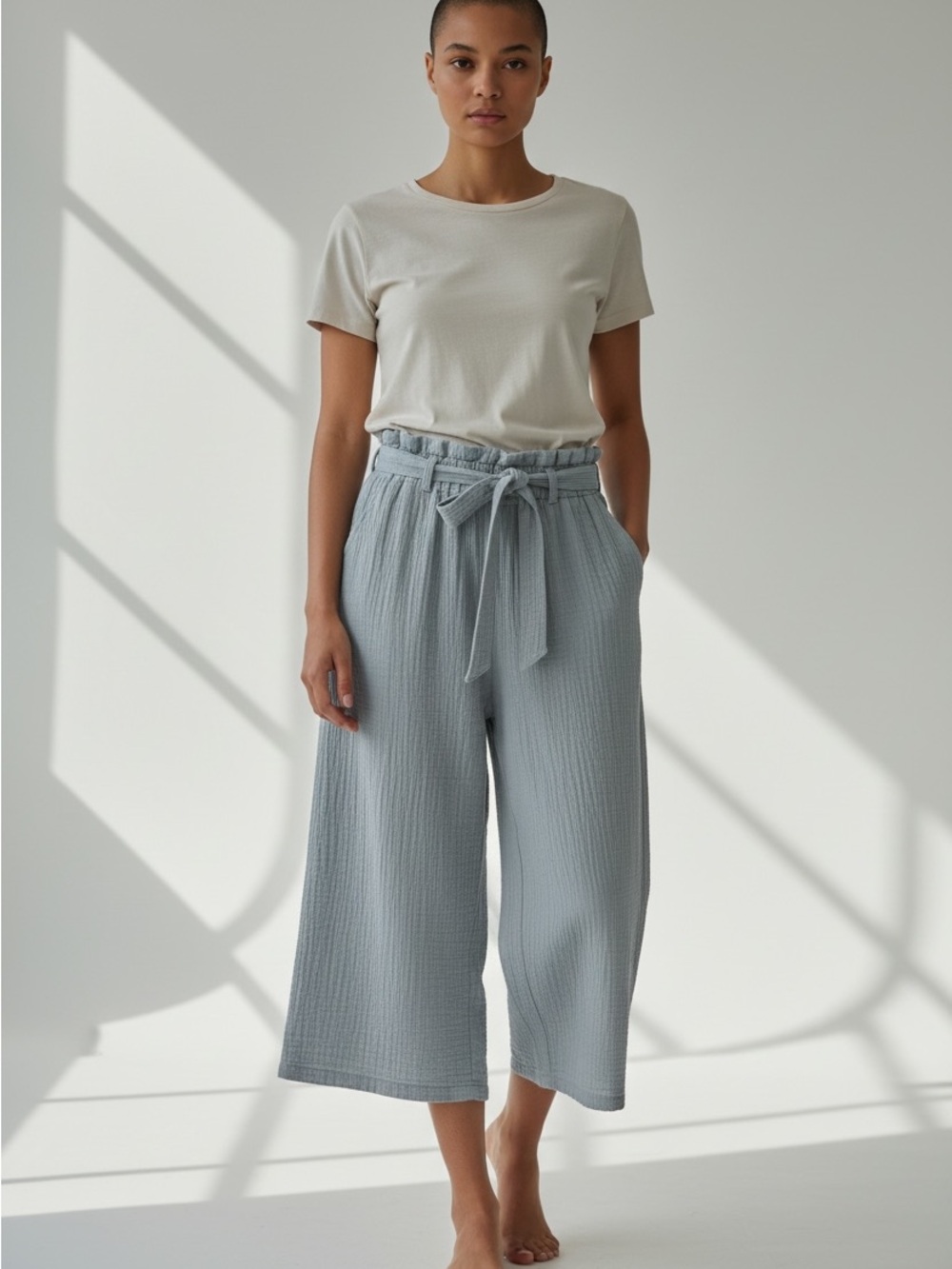 Sincerely Jules Paperbag Waist Muslin Crop Pant